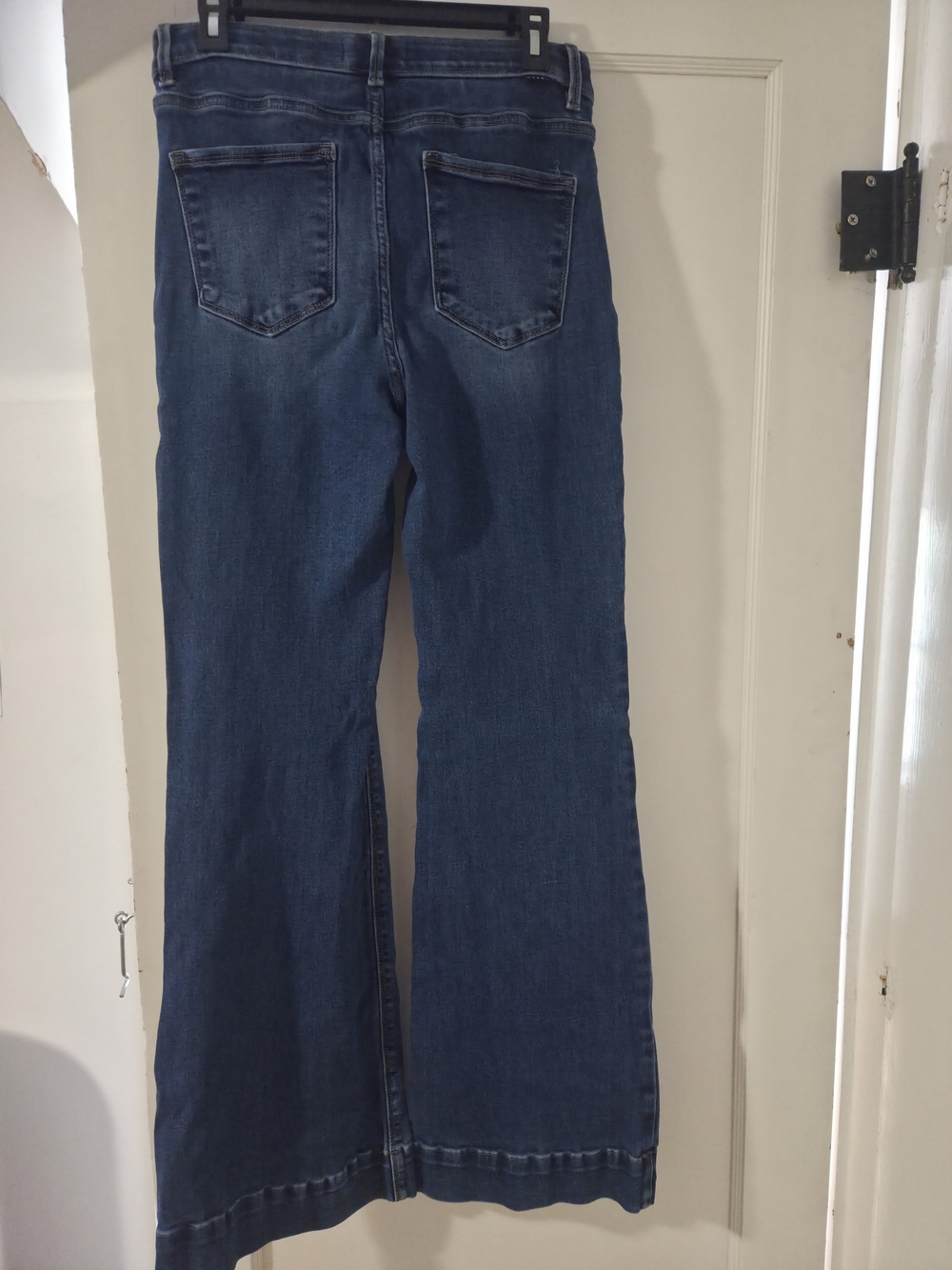 High-Rise Blue Flare Jeans - Classic Women's Wide Leg - Picture 5 of 7